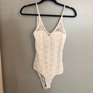 White Lace Forever 21 Bodysuit Tank